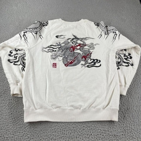 Vintage Karakuri Tamashii Japanese Dragon Sweatshirt White Adult Men's Large - Picture 5 of 6